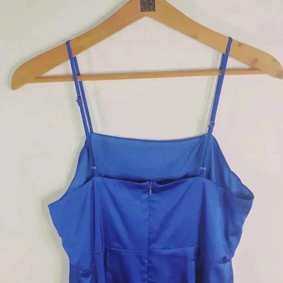 Aqua Electric Blue Satin Mini Dress Formal Cocktail Prom Women's Size M - Picture 6 of 10